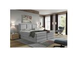 Mid.you , Taupe , Textil , H3 + H4 , 7-Zonen , 180x200 cm , Bettkasten, gepolstertes Kopfteil, Stoffauswahl, Topper durchgehend, Wendematratze mit unterschiedlichen Härtegraden, in verschiedenen Größen erhältlich ,