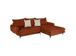 Möbelix , Orange , Textil , Füllung: Schaumstoffflocken,Schaumstoffflocken , L-Form, Ottomane rechts , 266x189 cm , Liegefunktion ,