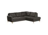 Livetastic , Dunkelbraun , Textil, Leder , Echtleder , Rindleder , Buche , Ottomane rechts, L-Form , 236x190 cm , Made in EU , seitenverkehrt erhältlich, Rücken echt , Wohnzimmer, Sofas & Couches, Schlafsofas, Ecksofas mit Schlaffunktion