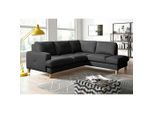 Livetastic , Schwarz , Textil, Leder , Echtleder , Rindleder , Buche , Ottomane rechts, L-Form , 234x190 cm , Made in EU , Bettkasten erhältlich, Lederauswahl, seitenverkehrt erhältlich, Bettfunktion erhältlich, Hocker erhältlich, Rücken echt ,