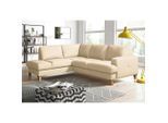 Livetastic , Beige , Textil, Leder , Echtleder , Rindleder , Buche , Ottomane links, L-Form , 234x190 cm , Made in EU , Lederauswahl, seitenverkehrt erhältlich, Hocker erhältlich, Rücken echt ,