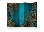 artgeist , Blau, Goldfarben , Holz, Textil , Kiefer , massiv , Abstraktes , 225x172x3 cm , Motiv auf Vorderseite , Kleinmöbel, Paravents