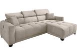 Ecksofa JOCKENHÖFER GRUPPE "Cremona L-Form, B: 263 cm, mit 30 cm elektr. Sitztiefenverstellung", greige 426, 17, B:263cm T:115cm, Korpus: 100% Polyester;Kissen: 100% Polyester, Sofas, Ecksofa, 140kg Belastbarkeit je Sitz, Kopfteilverstellung & USB-Anschluss