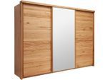 Linea Natura Schwebetürenschrank, Eiche, Holz, Glas, Holzwerkstoff, Wildeiche, furniert, massiv, 6 Fächer, 285x216x70 cm, Beimöbel erhältlich, in verschiedenen Größen erhältlich, Schlafzimmer, Kleiderschränke, Schwebetürenschränke