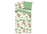 Möbelix , Grün, Ecru , Textil , Affe , 135x200 cm , atmungsaktiv , Kinder- & Jugendzimmer, Kinderbettwäsche
