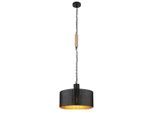 Globo , Schwarz, Goldfarben, Dunkelbraun , Metall, Kunststoff, Holzwerkstoff , Holzoptik , 25x120x140 cm , CE , Beleuchtung, Innenleuchten, Hängeleuchten