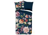 Möbelix , Blau, Dunkelblau , Textil , Floral , 135x200 cm , atmungsaktiv , Heimtextilien, Schlaftextilien, Bettwäsche, Satin Bettwäsche