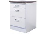 FlexWell , Weiß , Holzwerkstoff , 3 Schublade(n) Schubladen , einzeln stellbar , 60x85x60 cm , Made in Germany , Küche, Küchenblöcke, Küchenschränke, Küchenunterschränke