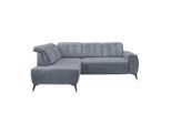 Livetastic , Hellblau , Textil , Uni , Ottomane links, L-Form , 261x200 cm , Made in EU , Typenauswahl, Stoffauswahl, seitenverkehrt erhältlich, Rücken echt, USB-Anschluss, elektrischer Sitzvorzug, USB-C-Anschluss ,