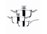 Möbelix , Edelstahlfarben, Transparent , Metall , 18 cm,20 cm,16 cm , 1.4 / 2.0 / 2.8 l,2 l,2.8 l,1.4 l , rund , Lfgb , Messskala, hitzebeständige Griffe, Griffe werden nicht heiß, hitzebeständig, leichte Reinigung,mit Dampfablass, aufstellbar, nicht spülmaschinenfest ,