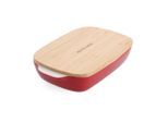 KitchenAid , Rot, Weiß , Keramik, Naturmaterialien , 1.9 l , rechteckig , 18.8 cm , backofengeeignet , Kochen & Essen, Töpfe, Auflaufformen