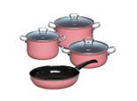 Riess , Pink , Metall , 16 cm,20 cm , 1,5 l,3,5 l,2 l , rund , 28.50x24x48.50 cm , kratzfest, hitzebeständige Griffe, rostfrei, hitzebeständig, geschmacksneutral, leichte Reinigung, nachhaltig, schadstofffrei gemäß EU-Standards , Kochen & Essen, Töpfe, Kochtopfsets