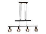 Näve , Schwarz , Metall, Glas , 10x100-160x78 cm , höhenverstellbar , Beleuchtung, Innenleuchten, Hängeleuchten, Hängeleuchten mehrflammig