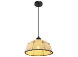 Globo , Schwarz, Beige , Metall, Textil, Naturmaterialien , 120 cm , Beleuchtung, Innenleuchten, Hängeleuchten