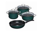 Riess , Dunkelgrün , Metall , 16 cm,20 cm , 1,5 l,3,5 l,2 l , rund , 28.50x24x48.50 cm , kratzfest, hitzebeständige Griffe, rostfrei, hitzebeständig, geschmacksneutral, leichte Reinigung, nachhaltig, schadstofffrei gemäß EU-Standards , Kochen & Essen, Töpfe, Kochtopfsets