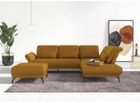 Ecksofa HOME AFFAIRE "Coco L-Form", gelb (mustard), B:294cm H:88cm T:242cm, 100% Polyester, Sofas, Ecksofa, Sitztiefen-, Arm- und Kopfteilverstellung, Cord-Bezug, Fußhöhe 15 cm