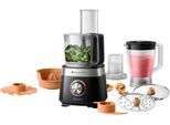 PHILIPS Küchenmaschine "HR7530/10 Viva Collection", schwarz, B:24,4cm H:37,7cm T:24,4cm, Küchenmaschinen, 31 Funktionen, inkl. 2-in-1 Schneidescheibe und Zitruspressenaufsatz, Küchenmaschine