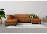 Wohnlandschaft SIT & MORE "Maggiore U-Form", braun (cognac), B:312cm H:88cm T:224cm, 100% Polyester, Sofas, Wohnlandschaft, wahlweise mit Kopfteilverstellung, Bettfunktion und Stauraum
