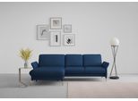 Ecksofa SIT & MORE "Fashion L-Form", blau, B:253cm H:84cm T:165cm, Sofas, Ecksofa, wahlweise mit Kopfteilverstellung, Vorziehsitz, motorisch, Nickelfüße