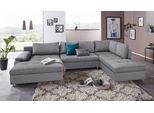 Wohnlandschaft HOME AFFAIRE "Labene U-Form", grau, B:346cm H:82cm T:90cm, Struktur fein (95% Polyester, 5% Polyamid);Luxus-Microfaser ALTARA NUBUCK (100% Polyester);Kunstleder SOFTLUX / Struktur (100% Polyester);Struktur (100% Polyester), Sofas, Wohnlandschaft, wahlweise mit Bettfunktion und Bettkasten