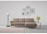 Ecksofa SIT & MORE "Fashion L-Form", grau (taupe), B:253cm H:84cm T:165cm, Sofas, Ecksofa, wahlweise mit Kopfteilverstellung, Vorziehsitz, motorisch, Nickelfüße