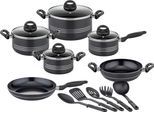Topf-Set GSW "Milano, inkl. 5-teiliges Küchenhelfer-Set", schwarz, Töpfe, Topf-Set, Kochtopf-Set mit Antihaft-Versiegelung, Induktion