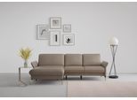 Ecksofa SIT & MORE "Fashion L-Form", grau (taupe), B:253cm H:84cm T:165cm, Sofas, Ecksofa, wahlweise mit Kopfteilverstellung, Vorziehsitz, motorisch, Nickelfüße