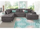 Wohnlandschaft HOME AFFAIRE "Labene U-Form", grau (fango), B:326cm H:82cm T:90cm, Struktur fein (95% Polyester, 5% Polyamid);Luxus-Microfaser ALTARA NUBUCK (100% Polyester);Kunstleder SOFTLUX / Struktur (100% Polyester);Struktur (100% Polyester), Sofas, Wohnlandschaft, wahlweise mit Bettfunktion und Bettkasten