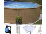 Rundpool KWAD "»Supreme« all in Premium Folie", beige (braun, farbe innen: sand), B:460cm H:132cm L:460cm, Schwimmbecken, Rundpool, ØxH: 460x132cm, inkl. Bodenisolationsset