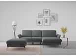 Ecksofa SIT & MORE "Fashion L-Form", grau (dunkelgrau), B:253cm H:84cm T:165cm, Sofas, Ecksofa, wahlweise mit Kopfteilverstellung, Vorziehsitz, motorisch, Nickelfüße