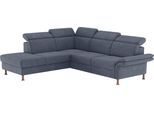 Ecksofa HOME AFFAIRE "Calypso L-Form", grau (grau, blau), B:259cm H:85cm T:227cm, 100% Polyester, Sofas, Ecksofa, mit Relaxfunktion motorisch im Sofa 2,5- Sitzer