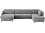 Wohnlandschaft SIT & MORE "Soul U-Form", grau (stone), B:356cm H:90cm T:239cm, 100% Polyester, Sofas, Wohnlandschaft, wahlweise mit Bettfunktion und Bettkasten oder Schubkasten