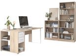Büromöbel-Set PARISOT "Start Up", weiß, Japanische Eiche Holzwerkstoff, Arbeitsmöbel-Sets, Büromöbel-Set, Gesamtarbeitsfläche 189 x 80 cm