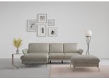 Ecksofa SIT & MORE "Fashion L-Form", grau (hellgrau), B:253cm H:84cm T:165cm, Sofas, Ecksofa, wahlweise mit Kopfteilverstellung, Vorziehsitz, motorisch, Nickelfüße