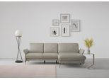 Ecksofa SIT & MORE "Fashion L-Form", grau (hellgrau), B:253cm H:84cm T:165cm, Sofas, Ecksofa, wahlweise mit Kopfteilverstellung, Vorziehsitz, motorisch, Nickelfüße