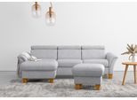 Ecksofa HOME AFFAIRE "Lindgren L-Form", silber, B:258cm H:84cm T:169cm, 100% Polyester, Sofas, Ecksofa, wahlweise mit Bett mit klappbaren Rollen, Kasten und Kopfverstellung