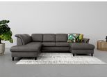 Wohnlandschaft SIT & MORE "Maggiore U-Form", grau (anthrazit), B:312cm H:88cm T:224cm, 100% Polyester, Sofas, Wohnlandschaft, wahlweise mit Kopfteilverstellung, Bettfunktion und Stauraum