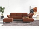 Ecksofa HOME AFFAIRE "Coco L-Form", rosa (kupfer), B:294cm H:88cm T:242cm, 95% Polyester, 5% Polyamid, Sofas, Ecksofa, Sitztiefen-, Arm- und Kopfteilverstellung, Cord-Bezug, Fußhöhe 15 cm