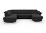 Wohnlandschaft SIT & MORE "Vincenzo U-Form", schwarz, B:317cm H:84cm T:93cm, Sofas, Wohnlandschaft, inklusive Kopfteilverstellung, wahlweise mit Bettfunktion, Bettkasten