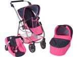 Kombi-Puppenwagen CHIC2000 "Emotion 2.0, Konfetti", blau (konfetti pink), Puppenwagen, KinderB:70cm H:81cm T:70cm, Kunststoff, Metall, Stoff, Kombi-Puppenwagen, inkl. Babywanne, Sportwagenaufsatz und Autositz, B:70cm H:81cm T:70cm