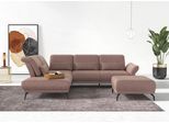 Ecksofa HOME AFFAIRE "Coco L-Form", rosa (altrosa), B:294cm H:88cm T:242cm, 95% Polyester, 5% Polyamid, Sofas, Ecksofa, Sitztiefen-, Arm- und Kopfteilverstellung, Cord-Bezug, Fußhöhe 15 cm