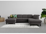 Wohnlandschaft SIT & MORE "Maggiore U-Form", grau (fango), B:312cm T:224cm, 95% Polyester, 5% Polyamid, Sofas, Wohnlandschaft, wahlweise mit Kopfteilverstellung, Bettfunktion und Stauraum