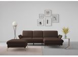 Ecksofa SIT & MORE "Fashion L-Form", braun (dunkelbraun), B:253cm H:84cm T:165cm, Sofas, Ecksofa, wahlweise mit Kopfteilverstellung, Vorziehsitz, motorisch, Nickelfüße