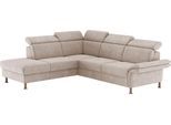 Ecksofa HOME AFFAIRE "Calypso L-Form", beige (nature), B:259cm H:85cm T:227cm, 100% Polyester, Sofas, Ecksofa, mit Relaxfunktion motorisch im Sofa 2,5- Sitzer