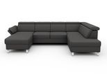 Wohnlandschaft SIT & MORE "Vincenzo U-Form", grau (anthrazit), B:317cm H:84cm T:93cm, Sofas, Wohnlandschaft, inklusive Kopfteilverstellung, wahlweise mit Bettfunktion, Bettkasten