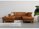 Ecksofa SIT & MORE "Maggiore L-Form", braun (cognac), B:261cm T:224cm, 100% Polyester, Sofas, Ecksofa, wahlweise mit Kopfteilverstellung, Bettfunktion und Stauraum