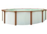 Rundpool KWAD "Green line Evolution", weiß (weiß, wood, innenfarbe: sand), H:132cm Ø:360cm, Schwimmbecken, Rundpool, 3,6x1,32 white- wood Folie in blau, sand oder grau erhältlich