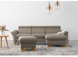 Ecksofa HOME AFFAIRE "Lindgren L-Form", braun (savannah), B:258cm H:84cm T:169cm, 100% Polyester, Sofas, Ecksofa, wahlweise mit Bett mit klappbaren Rollen, Kasten und Kopfverstellung