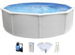 Rundpool KWAD "»Supreme« all in Premium Folie", beige (weiß, farbe innen: sand), B:550cm H:132cm L:550cm, Schwimmbecken, Rundpool, ØxH: 550x132cm, inkl. Bodenisolationsset