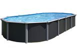 Ovalpool KWAD "Green line Evolution", blau (anthrazit, innenfarbe: blau), B:370cm H:132cm L:610cm, Schwimmbecken, Ovalpool, 6,1x3,7x1,32 design Folie in blau, sand oder grau erhältlich